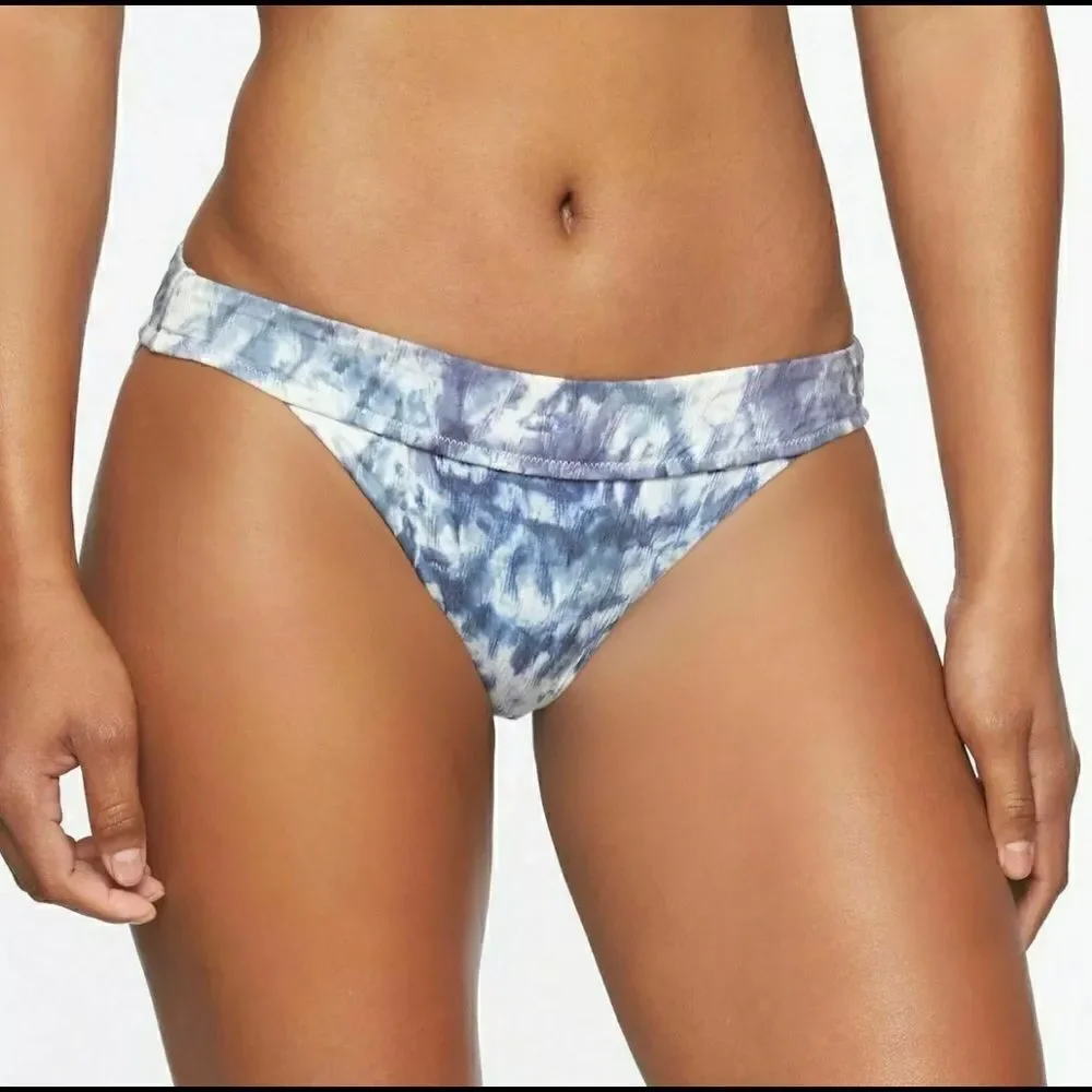 Athleta Tulum Blue Tie-Dye Bikini Bottoms Size L NWT